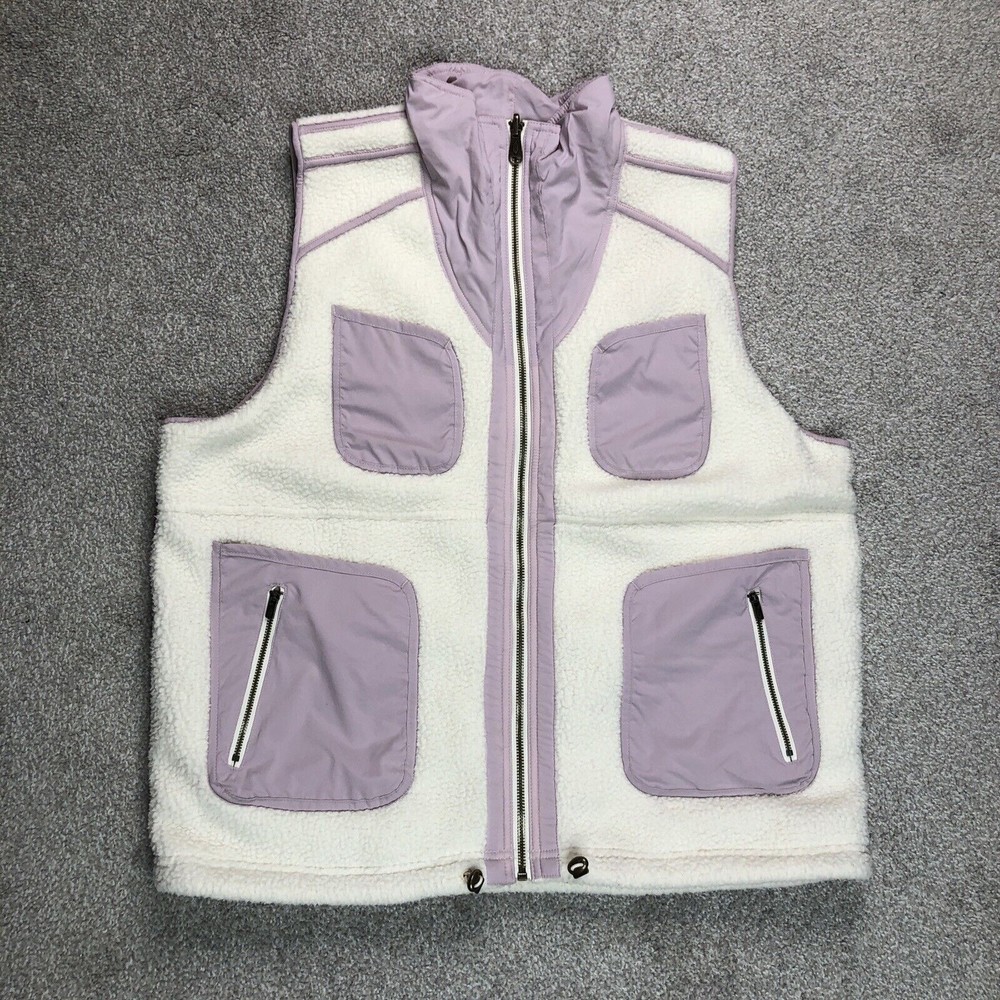Free People Movement Vest Sherpa Oversized Hit The Hills Purple and Ivory